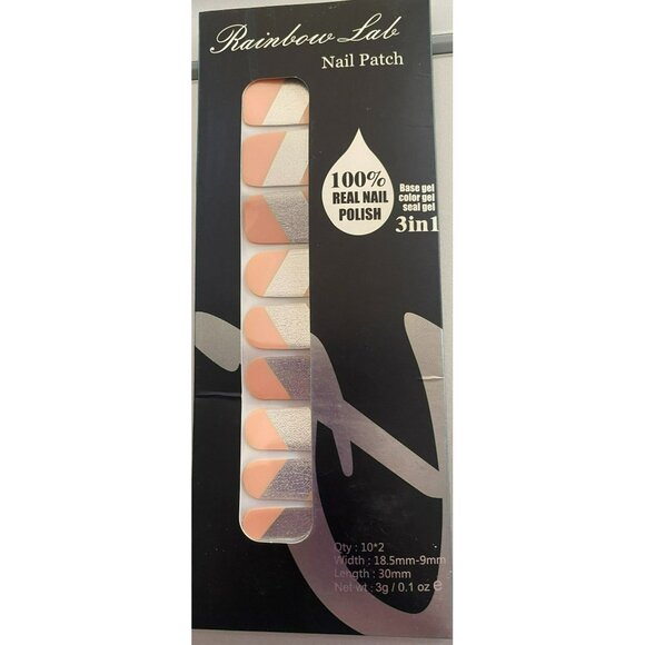 Rainbow Lab 3-In-1 Apricot & Silver Color Block Nail Wraps - Picture 1 of 6